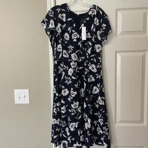 Ann Taylor, Navy, Flutter Sleeve Dress, Size 14